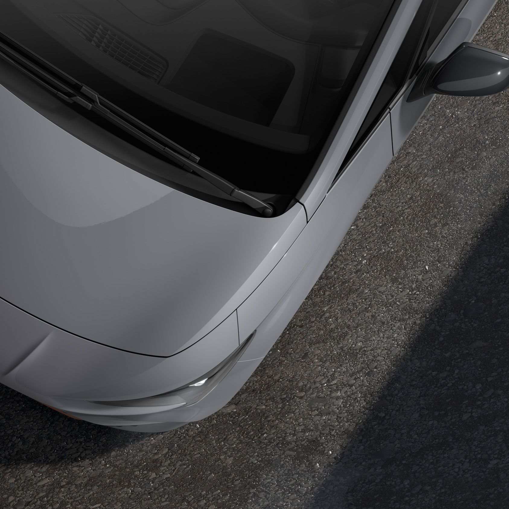 Detailný pohľad na model CUPRA Born v sivom odtieni mesačného kameňa.