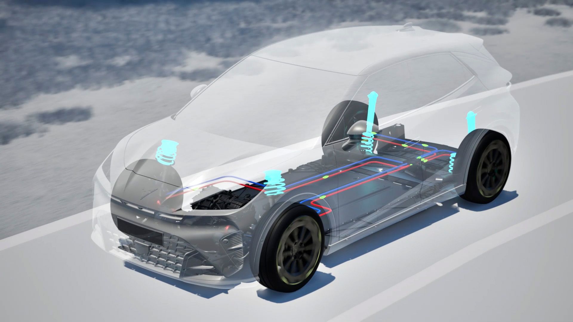 Exteriér modelu CUPRA Raval VZ, ktorý prezentuje funkcie balíka Rebel Pack, ako sú DCC, športové čapy kolies a e-VAQ.