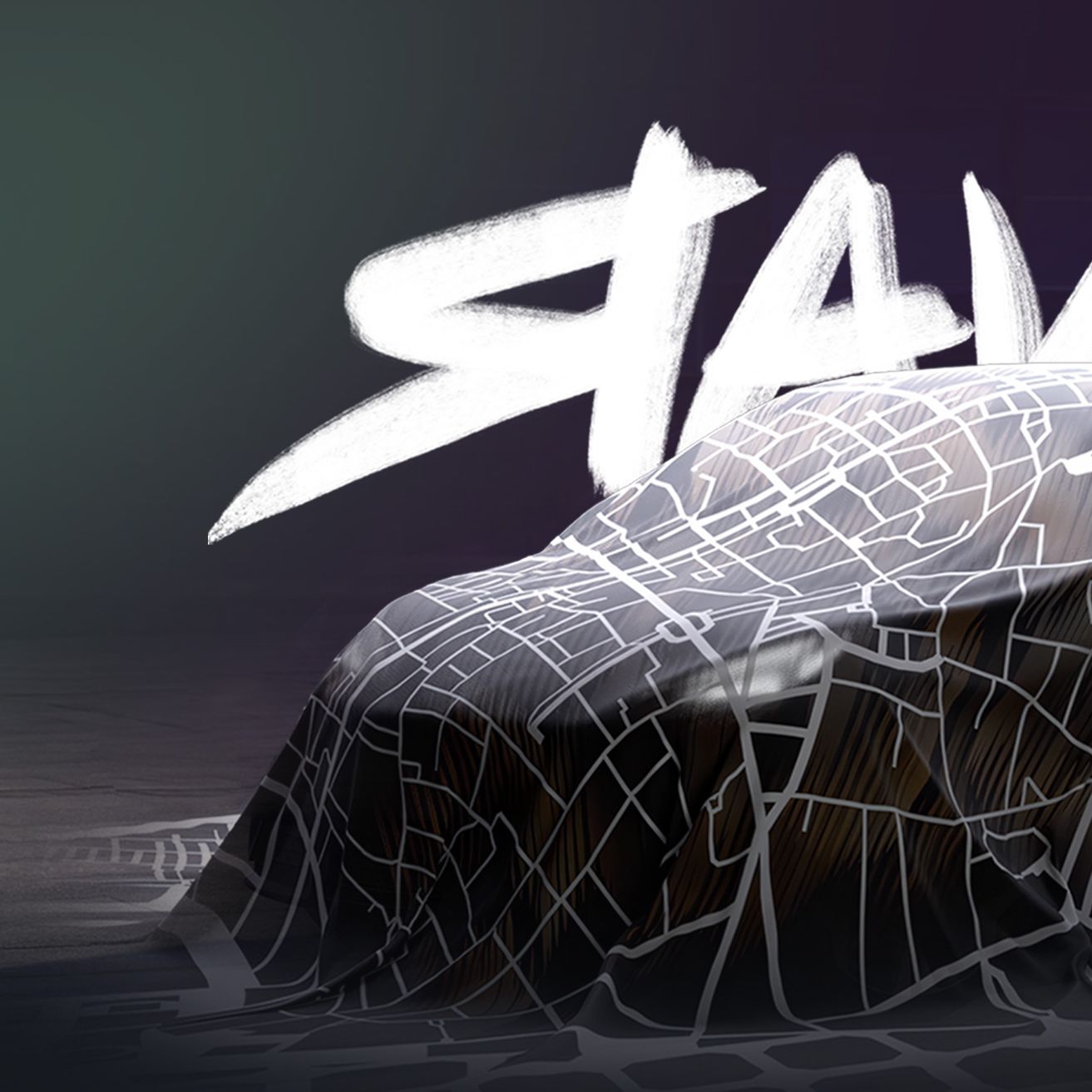 Zakrytý model Raval.  S nápisom v pozadí.